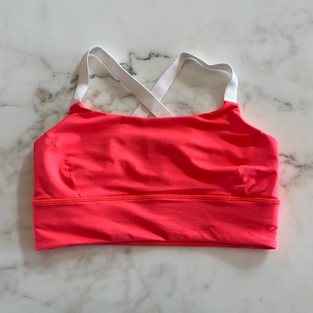 Neon pink lululemon sports bra